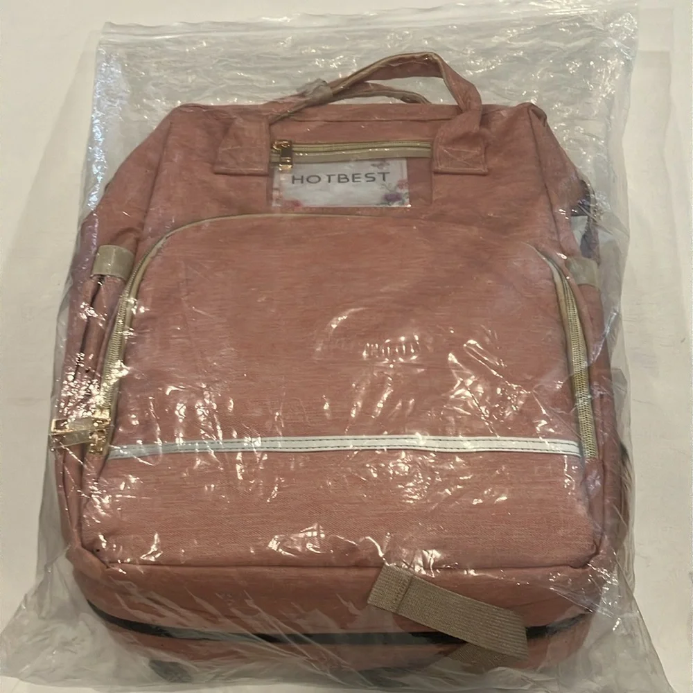 Light Pink Diaper Bag Backpack Changing Station